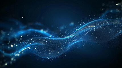 Wall Mural - glowing sapphire particles sparkling gently on a deep ocean blue abstract background, abstract blue 