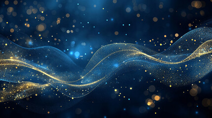 Wall Mural - glowing sapphire particles sparkling gently on a deep ocean blue abstract background, abstract blue 