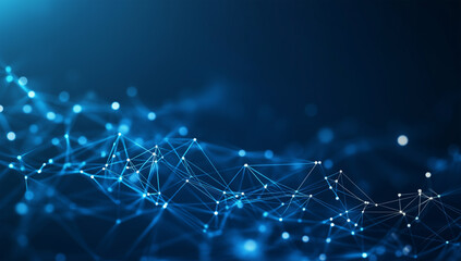 an abstract blue technology background with glowing dots and network connections. a digital technolo