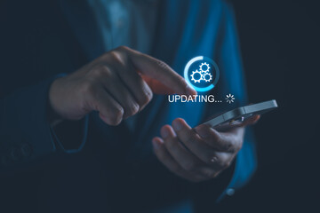 Wall Mural - software update or firmware system upgrade concept, installing app process, improved functionality i
