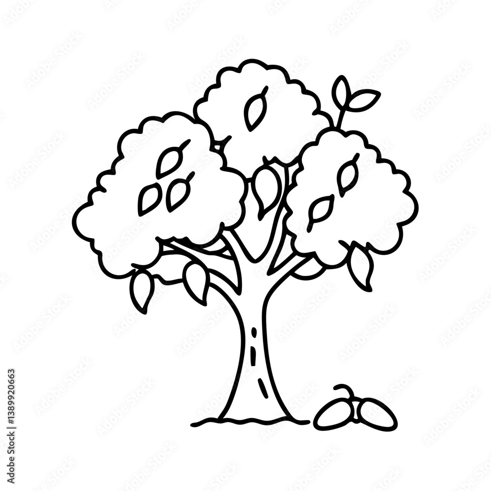 Mango Tree Line Tree Стоковое векторное изображение «mango tree icon, mango tree line art ...