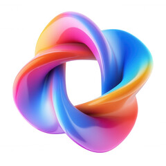 3d icon abstract dimensional colorful Three shape symbol logo intertwining, ideal for modern and creative projects on transparent background