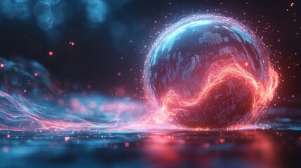 Poster - Cybersecurity Global Communication Data Protection Digital Network Technology Information Visualization