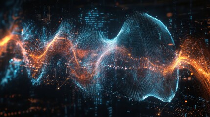 Wall Mural - blending organic shapes sound waves with digital elements