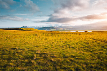 Poster - Typical Icelandic untouched terrain with remote mountain ranges. Location place Vik I Myrdal, southern Iceland, Europe.
