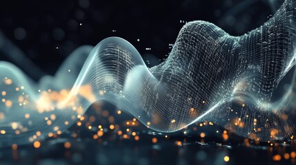 Wall Mural - blending organic shapes sound waves with digital elements