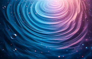 Poster - Abstract swirling vortex of blue and pink colors. A dynamic flow with bokeh lights creates a sense of depth and motion in this artistic design.