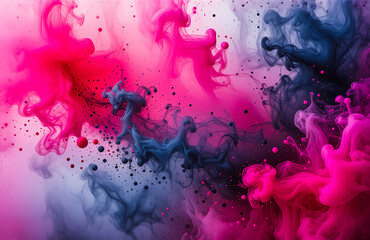 Aufkleber - Abstract image of pink and blue hues blending like smoke or ink in water, creating a visually dynamic and fluid artistic background with soft transitions.