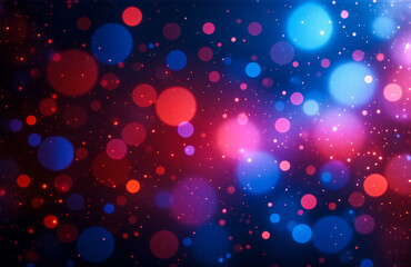 Aufkleber - Abstract glowing lights create a festive, dreamy atmosphere. Colorful bokeh orbs of red, pink, and blue float on a dark background, resembling a celebratory cosmic scene.