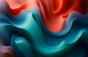 Aufkleber - Abstract flowing shapes in vibrant shades of blue, green, orange, and red create a dynamic and fluid background. Resembles smoke or waves.