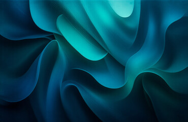 Leinwandbilder - Abstract teal and blue waves create a dynamic and smooth flowing texture. Fluid and organic shapes evoke a serene, modern, and elegant style.