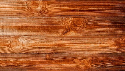 Poster - close-up of horizontal natural brown wood planks with rich grain texture for rustic background, wall design, or banner layout

