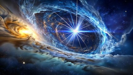 Wall Mural - Cosmic Nebula and Brilliant Star A Celestial Dance of Light and Color