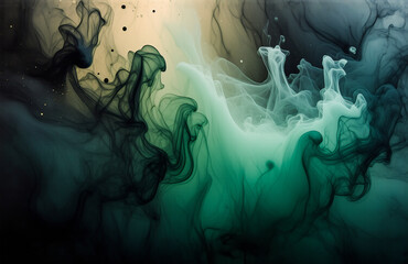 Aufkleber - The image shows a blend of colors with hints of green, dark and light shades, creating a fluid, abstract visual. It evokes an airy sensation with its ethereal movement.