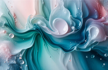 Aufkleber - Image: An abstract artistic piece with swirling patterns, light and dark tones, featuring water-like textures with hints of bubbles. The artwork evokes a sense of fluidity and ethereal beauty, in a wa