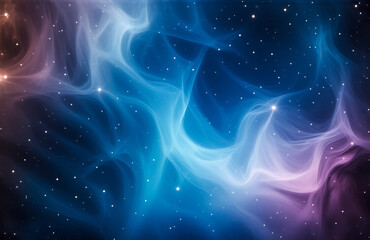 Aufkleber - A vibrant nebula scene, swirling with blues, violets, and hints of gold, and stars scattered across. Hints of galaxy and cosmic forms create a beautiful, dynamic space.