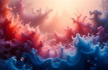 Aufkleber - Abstract, vibrant, and colorful. The colors blend and swirl in a dreamlike composition, evoking feelings of wonder, clouds, and nature. The illumination creates depth and mood.