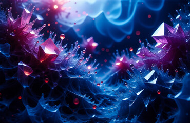 Leinwandbilder - Hints: Consider the colors, shapes, and atmosphere. Think about the overall effect.

This image showcases an abstract, mesmerizing scene. It features radiant blue and red tones, with dynamic lines and