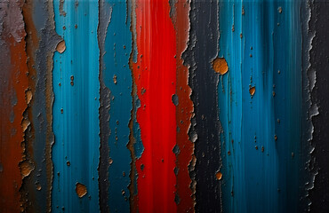 Poster - The artwork showcases a vibrant abstract composition. Vertical lines of various colors drip and blend, with a striking red center against a contrasting backdrop, Hints of texture visible.