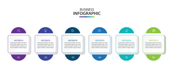 Wall Mural - design template for vector infographic labels with icons and 6 options or steps.