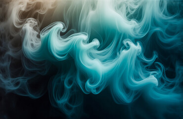 Aufkleber - Swirling, ethereal teal and gold forms resembling smoke or flowing water. Abstract and dreamlike with smooth, captivating movements and a sense of depth. Hints of darkness create contrast.