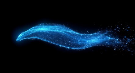 Wall Mural - the phrase ‘abstract blue particles flowing background with bokeh effect and dark backdrop’ illustra