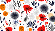 © Jiranath - Bright and vibrant seamless pattern featuring colorful flowers and abstract shapes creating lively atmosphere