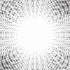 Aufkleber - Halftone gradient sun rays pattern. Abstract halftone vector dots background. monochrome dots pattern. Vector background in comic book style with sunburst rays and halftone. Retro pop art design.