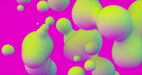 Poster - Abstract 3d art background with vibrant spheres floating. liquid blobs. soap bubbles.
