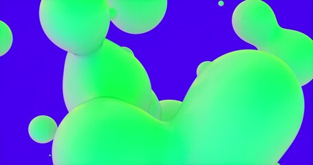 Poster - Abstract 3d art background with vibrant spheres floating. liquid blobs. soap bubbles.