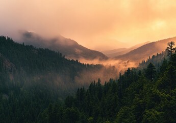 Wall Mural - sunrise in the mountains