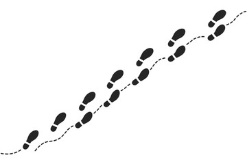 Aufkleber - Footprints trail in a line vector icon representing movement or journey in black and white design