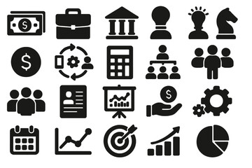 Aufkleber - Collection of line vector icons representing business, finance, and management concepts for various applications