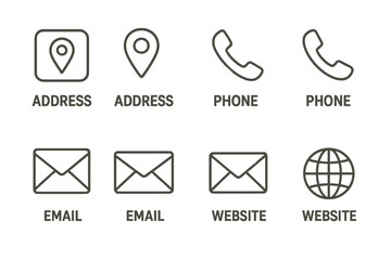 Aufkleber - Contact information line vector icons for communication in various formats