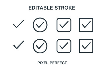 Fototapete - Vector icon set showcasing editable stroke checkmarks and boxes for design and illustration purposes