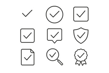 Leinwandbilder - Checkmark icons showcasing various styles and formats for use in design and digital applications