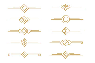 Aufkleber - Minimalist line vector icons showcasing various decorative borders and dividers for use in design projects and digital applications