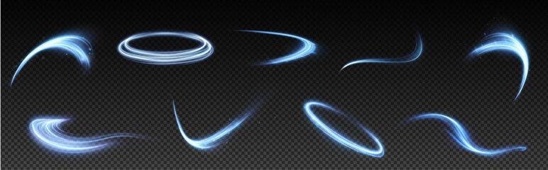 Aufkleber - Futuristic swirling neon effect with bright blue light, particles, and glows. Features include tornado-like motion, energy spirals, and abstract glowing elements for modern vibrant design