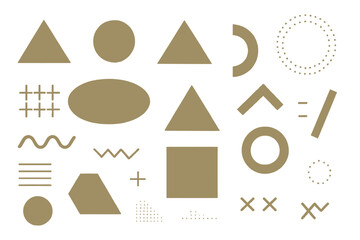 Fototapete - Vector icon set featuring geometric shapes and patterns arranged in a creative layout suitable for graphic design projects