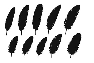 Aufkleber - Decorative black feather line vector icons for various design applications and creative projects