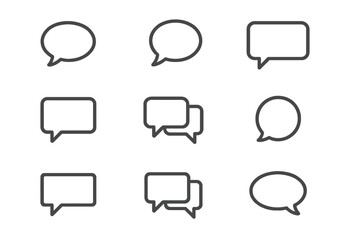 Leinwandbilder - Collection of line vector icons depicting various speech bubbles in different styles and sizes for communication themes
