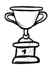 Wall Mural - number one trophy icon crayon chalk drawing vector