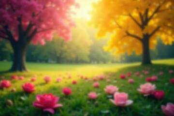 Wall Mural - Abstract blurred nature scene, perfect for website backgrounds, overlay, ethereal, texture