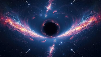 Wall Mural - cosmic singularity, dark void consumes starlight amidst distant galaxies, starfield, wallpaper