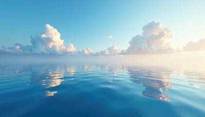 Wall Mural - Smooth, unbroken surface of water reflecting sky, flow, natural