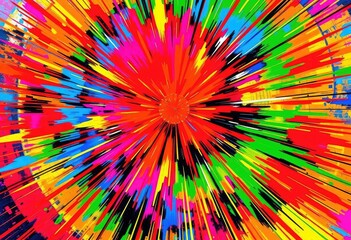 Wall Mural - vibrant, dynamic abstract art with intense color bursts and rhythmic patterns, rhythm, artwork