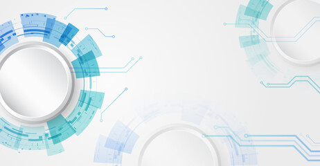 Leinwandbilder - Abstract design consisting of circles, shadows, particles, dots and lines on a gray background. Technological futuristic concept. High-tech communication design for presentation or banner.