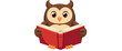 © Rysak - cartoon owl attentively reads a red book