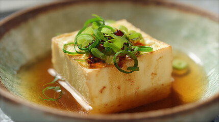 Wall Mural - Agedashi tofu in light broth garnished with green onions