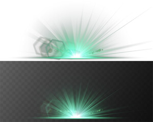 Wall Mural - Light blast spreads rapidly with vivid glowing sharpness. Transparent sun flare flickers across digital artwork scene. Sparkling particles flow softly in radiant explosion field. Magic burst releases 